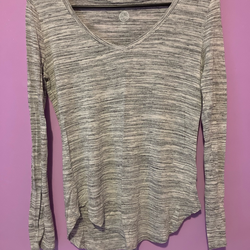 SO Women's Merle/Striped Long Sleeve Tee